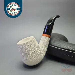 MBSD Meerschaum Deluxe Wicker Rusticated Stubby Bent Billiard with Briar-Mortise (New)