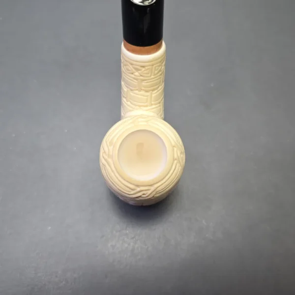 MBSD Meerschaum Deluxe Lattice Carved Cherrywood Sitter with Briar-Mortise (New) - Image 7