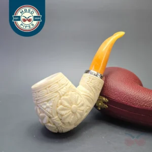 MBSD Meerschaum Silver Floral Carved Reverse Calabash Brandy (New)