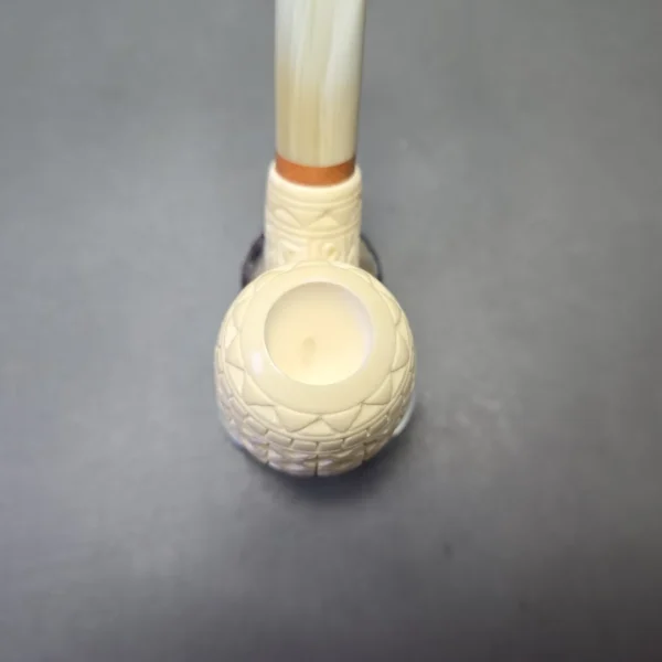 MBSD Meerschaum Deluxe Lattice Carved Egg with Briar-Mortise (New) - Image 7