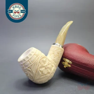 MBSD Meerschaum Silver Floral Carved Reverse Calabash Brandy (New)