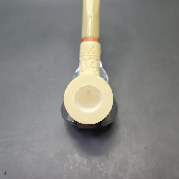 MBSD Meerschaum Deluxe Floral Carved Billiard with Briar-Mortise (New) - Image 7