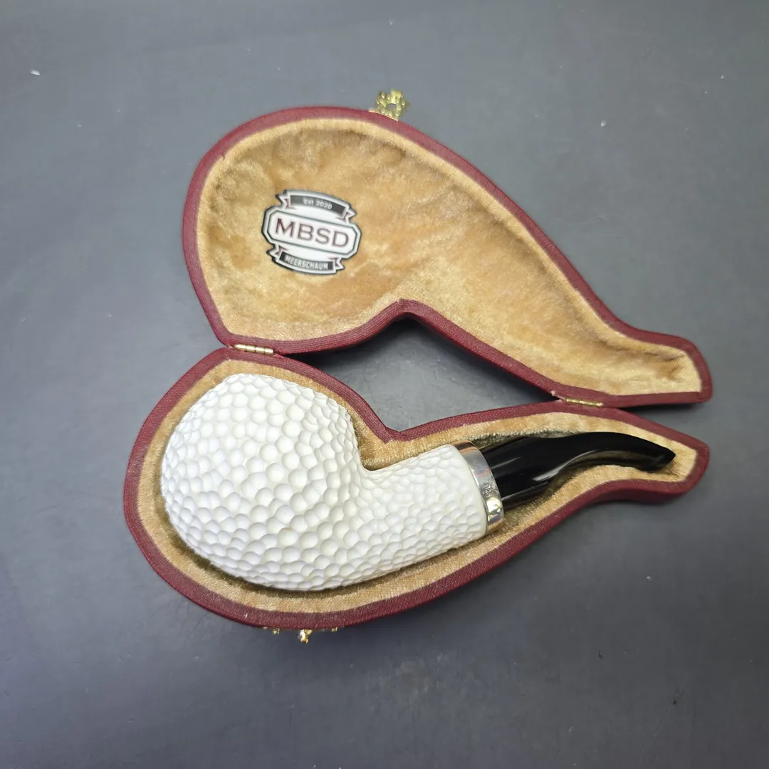 MBSD Meerschaum Silver "Golf Ball" Rusticated Reverse Calabash Apple (New) - Image 2