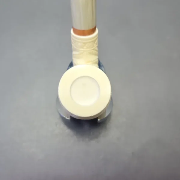 MBSD Meerschaum Deluxe Floral Carved Bent Billiard with Briar-Mortise (New) - Image 7