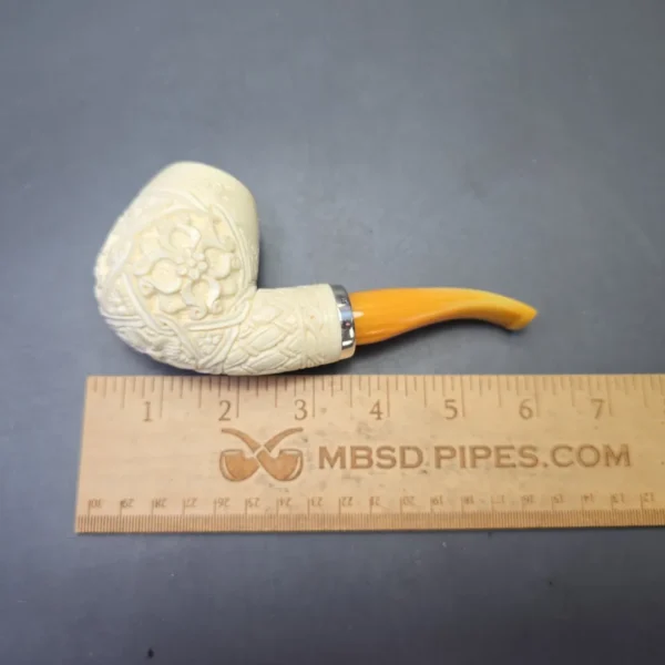 MBSD Meerschaum Silver Floral Carved Reverse Calabash Brandy (New) - Image 11