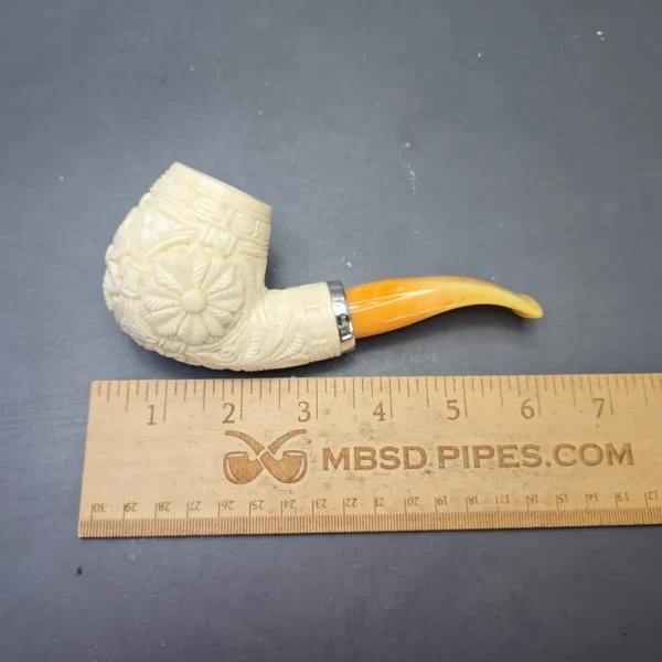 MBSD Meerschaum Silver Floral Carved Reverse Calabash Brandy (New) - Image 11