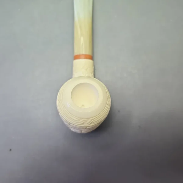 MBSD Meerschaum Deluxe Guilloche Carved Poker with Briar-Mortise (New) - Image 7