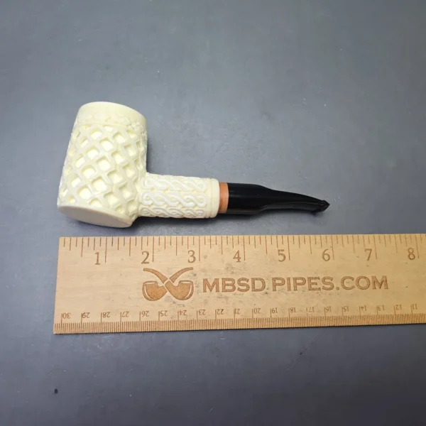 MBSD Meerschaum Deluxe Lattice Carved Poker with Briar-Mortise (New) - Image 11