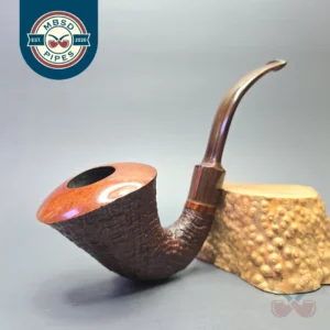 Jirsa "The Best Briar" 1 Magnum Partially Sandblasted Calabash with Brass (Estate)