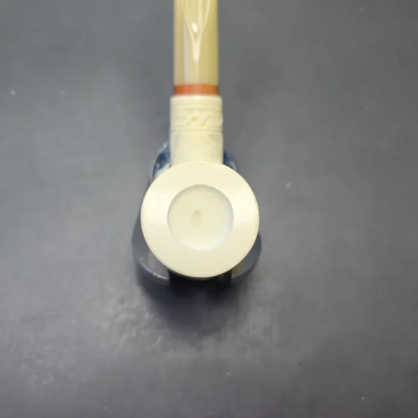 MBSD Meerschaum Deluxe Floral Carved Bent Billiard with Briar-Mortise (New) - Image 7