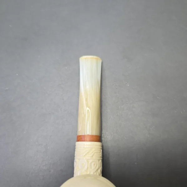 MBSD Meerschaum Deluxe Guilloche Carved Poker with Briar-Mortise (New) - Image 8