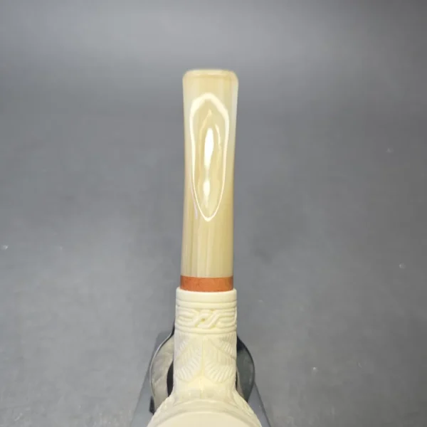MBSD Meerschaum Deluxe Floral Carved Bent Billiard with Briar-Mortise (New) - Image 8