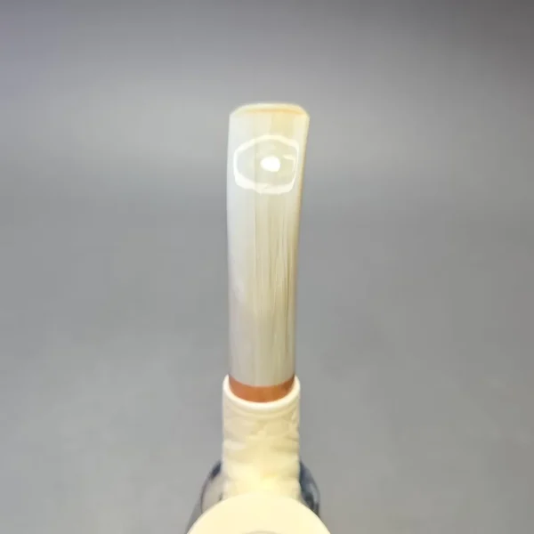 MBSD Meerschaum Deluxe Floral Carved Bent Billiard with Briar-Mortise (New) - Image 8
