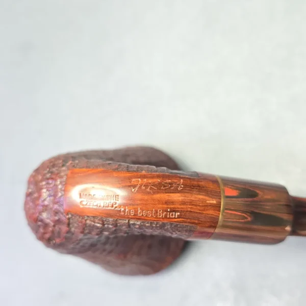 Jirsa "The Best Briar" 1 Magnum Partially Sandblasted Calabash with Brass (Estate) - Image 10