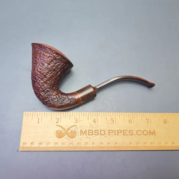 Jirsa "The Best Briar" 1 Magnum Partially Sandblasted Calabash with Brass (Estate) - Image 11