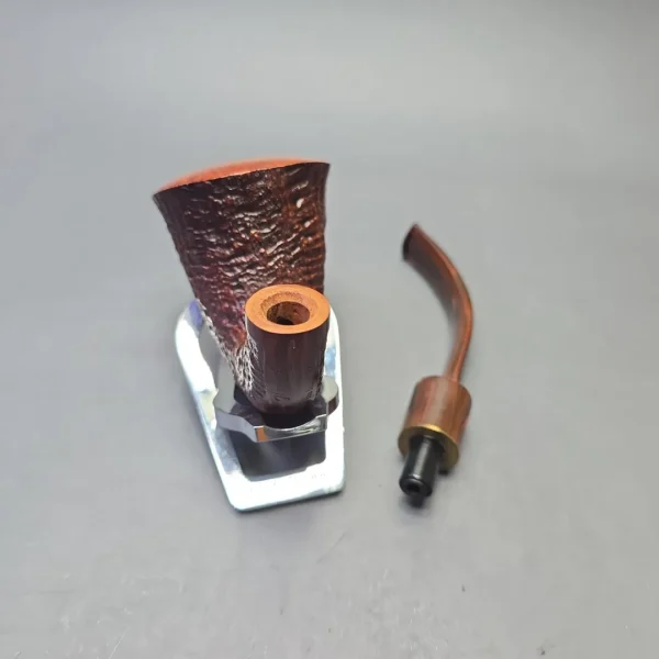 Jirsa "The Best Briar" 1 Magnum Partially Sandblasted Calabash with Brass (Estate) - Image 13