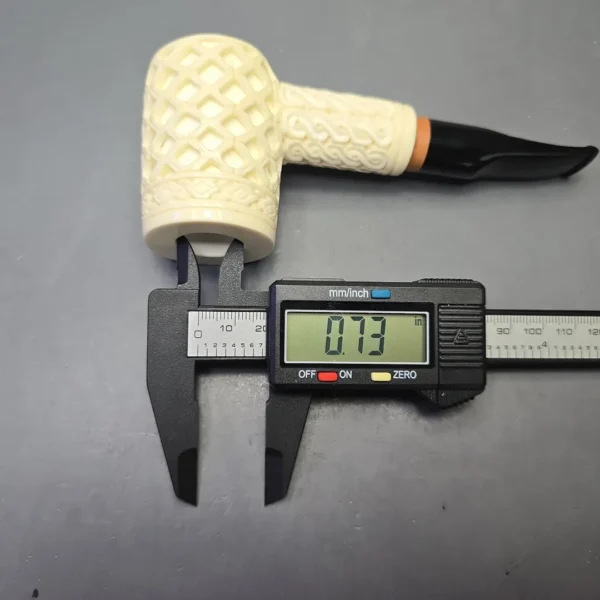 MBSD Meerschaum Deluxe Lattice Carved Poker with Briar-Mortise (New) - Image 12