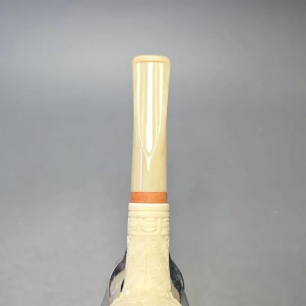 MBSD Meerschaum Deluxe Floral Carved Stacked Rhodesian with Briar-Mortise (New) - Image 8