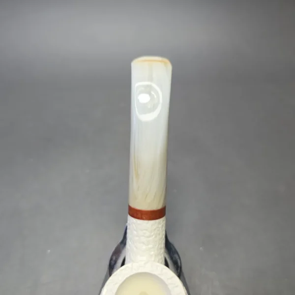 MBSD Meerschaum Deluxe Rusticated Bent Billiard with Briar-Mortise (New) - Image 8