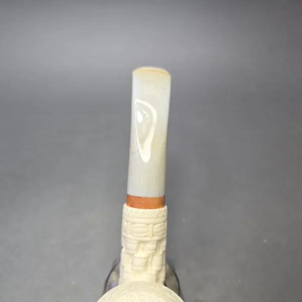 MBSD Meerschaum Deluxe Wicker Carved Bent Billiard with Briar-Mortise (New) - Image 8