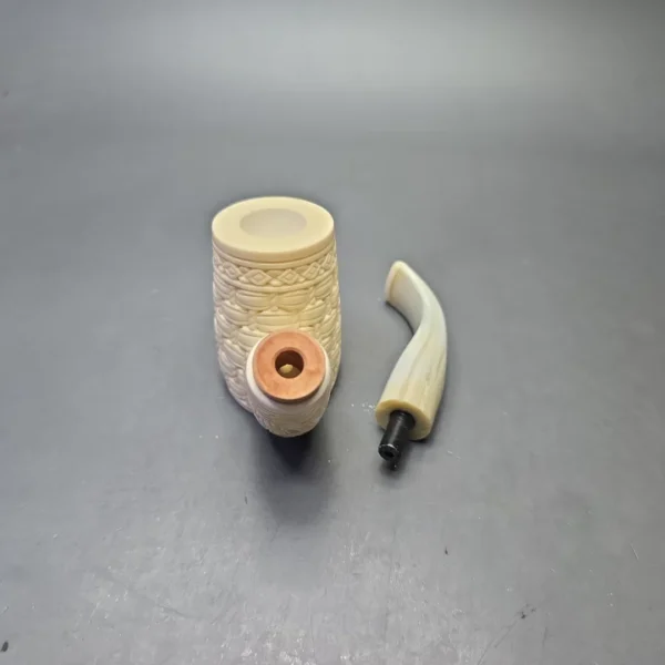 MBSD Meerschaum Deluxe Brick Carved Cherrywood with Briar-Mortise (New) - Image 13
