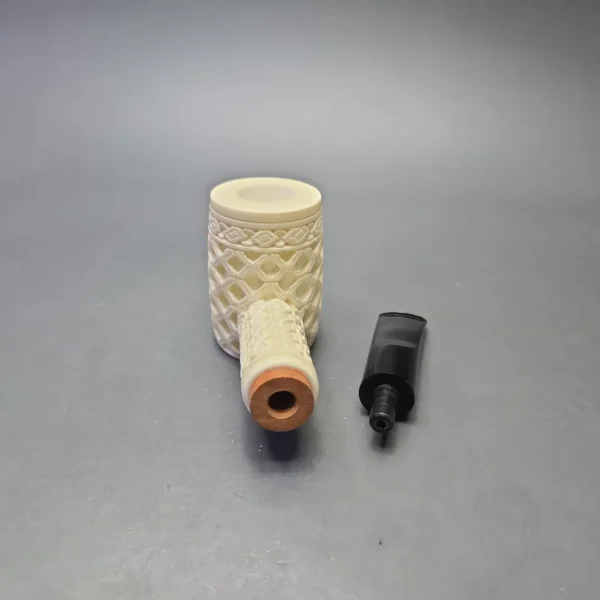 MBSD Meerschaum Deluxe Lattice Carved Poker with Briar-Mortise (New) - Image 13