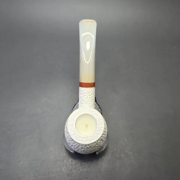 MBSD Meerschaum Deluxe Rusticated Bent Billiard with Briar-Mortise (New) - Image 9