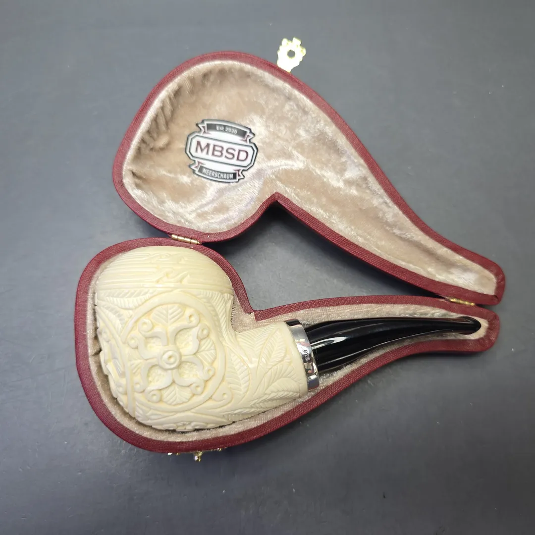 MBSD Meerschaum Silver Floral Carved Reverse Calabash Rhodesian (New) - Image 2