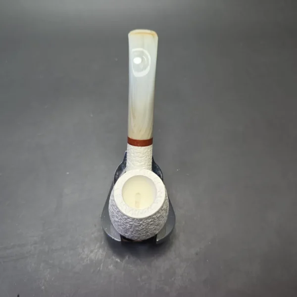 MBSD Meerschaum Deluxe Rusticated Bent Billiard with Briar-Mortise (New) - Image 9