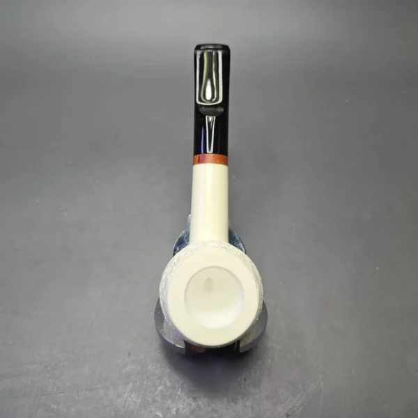 MBSD Meerschaum Deluxe Lattice Carved Billiard with Briar-Mortise (New) - Image 9