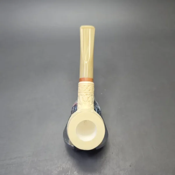MBSD Meerschaum Deluxe Floral Carved Billiard with Briar-Mortise (New) - Image 9