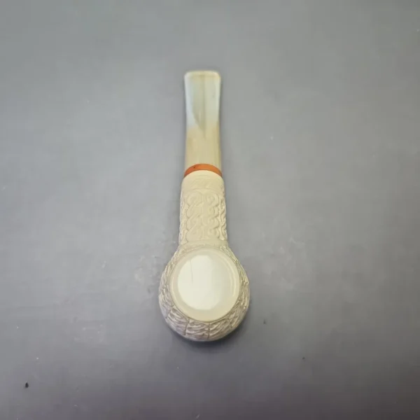MBSD Meerschaum Deluxe Guilloche Carved Poker with Briar-Mortise (New) - Image 9