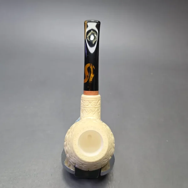 MBSD Meerschaum Deluxe Lattice Carved Brandy with Briar-Mortise (New) - Image 9