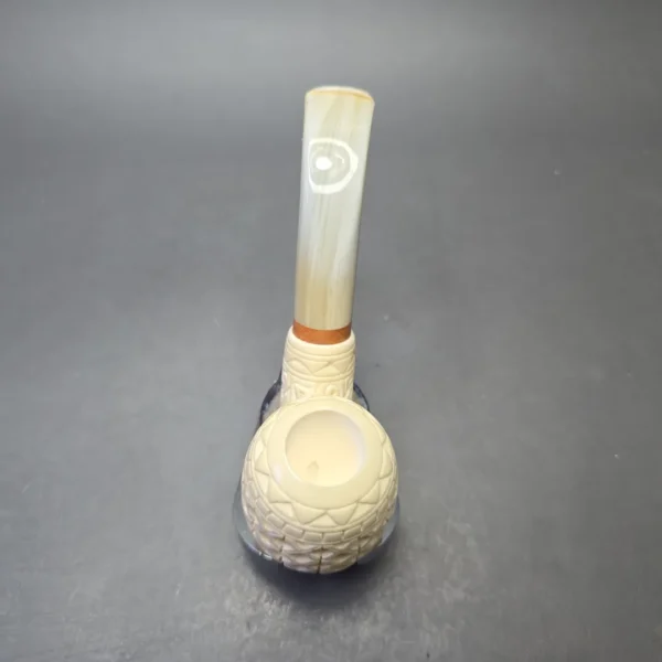 MBSD Meerschaum Deluxe Lattice Carved Egg with Briar-Mortise (New) - Image 9