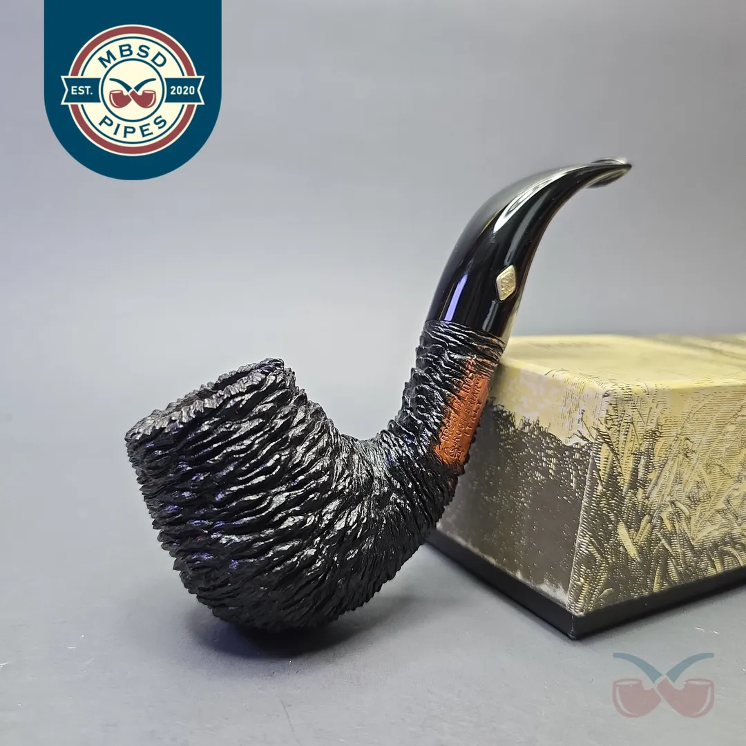 Brebbia Lido Root Briar Rusticated Bent Billiard (Unsmoked Estate)