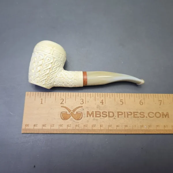 MBSD Meerschaum Deluxe Guilloche Carved Poker with Briar-Mortise (New) - Image 10