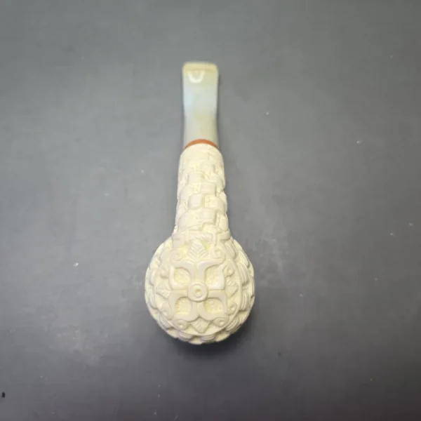 MBSD Meerschaum Deluxe Wicker Carved Bent Billiard with Briar-Mortise (New) - Image 10