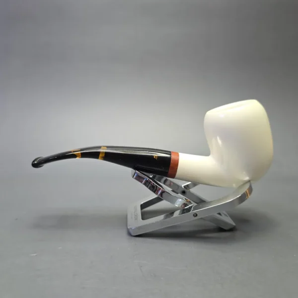 MBSD Meerschaum Deluxe Compact Smooth Bent Billiard with Briar-Mortise (New) - Image 5