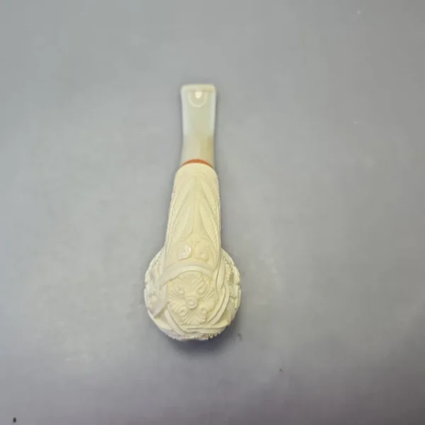 MBSD Meerschaum Deluxe Floral Carved Bent Billiard with Briar-Mortise (New) - Image 10