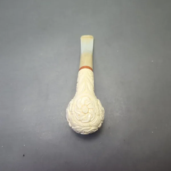 MBSD Meerschaum Deluxe Floral Carved Stacked Bent Billiard with Briar-Mortise (New) - Image 10