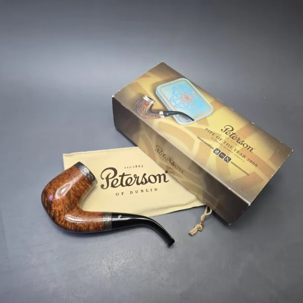 Peterson 2008 Pipe of the Year Smooth Bent Billiard with Silver (Unsmoked Estate) - Image 15