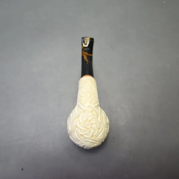 MBSD Meerschaum Deluxe Floral Carved Brandy with Briar-Mortise (New) - Image 10