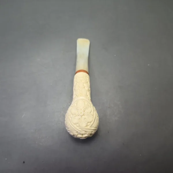 MBSD Meerschaum Deluxe Floral Carved Bent Billiard with Briar-Mortise (New) - Image 10
