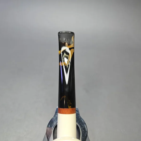 MBSD Meerschaum Deluxe Compact Smooth Bent Billiard with Briar-Mortise (New) - Image 8