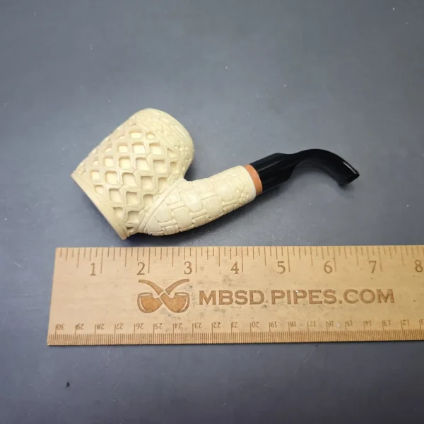 MBSD Meerschaum Deluxe Lattice Carved Cherrywood Sitter with Briar-Mortise (New) - Image 4