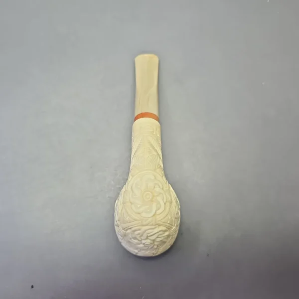 MBSD Meerschaum Deluxe Floral Carved Stacked Rhodesian with Briar-Mortise (New) - Image 10
