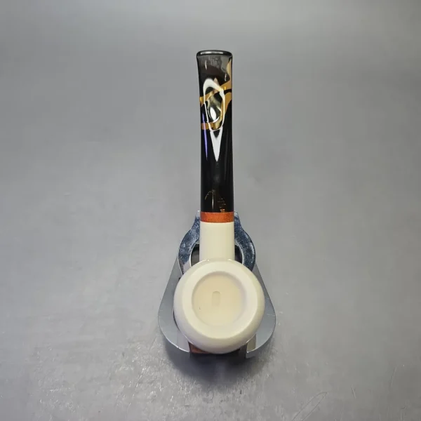 MBSD Meerschaum Deluxe Compact Smooth Bent Billiard with Briar-Mortise (New) - Image 9