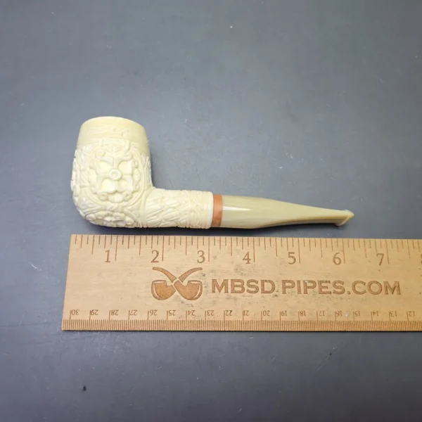 MBSD Meerschaum Deluxe Floral Carved Billiard with Briar-Mortise (New) - Image 11