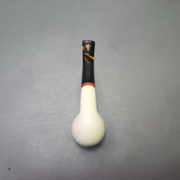 MBSD Meerschaum Deluxe Compact Smooth Bent Billiard with Briar-Mortise (New) - Image 10