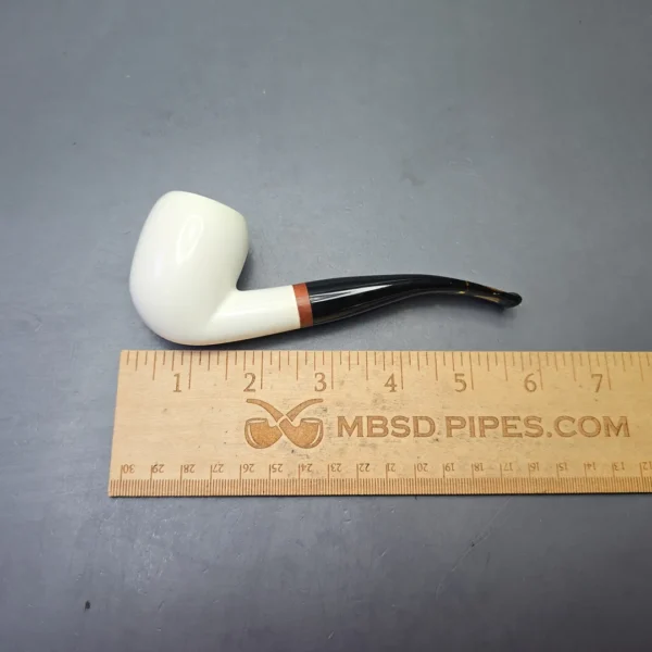 MBSD Meerschaum Deluxe Compact Smooth Bent Billiard with Briar-Mortise (New) - Image 11